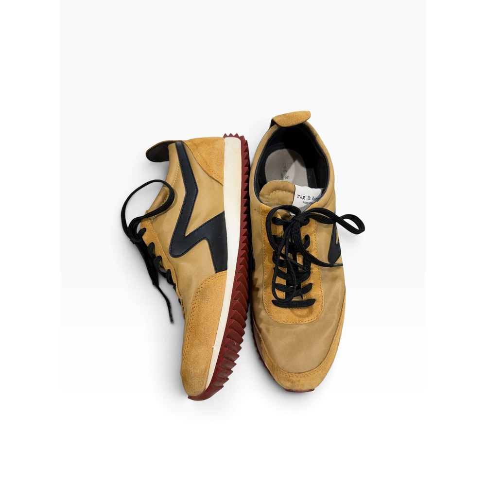 Rag & Bone Retro Runner Sneakers Mustard Yellow Suede Nylon W9.5 - Picture 12 of 16